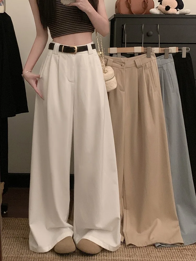 

Женские повседневные брюки с высокой талией, свободные, широкие, струящиеся, в пол, для весны, комфортные, дышащие, приятные к телу