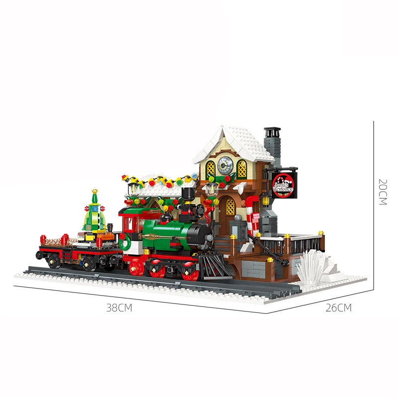 IN STOCK 89142 1362pcs City Street View Winter Train Station Building Blocks Bricks Construction Model Kids Toys Christmas Gift