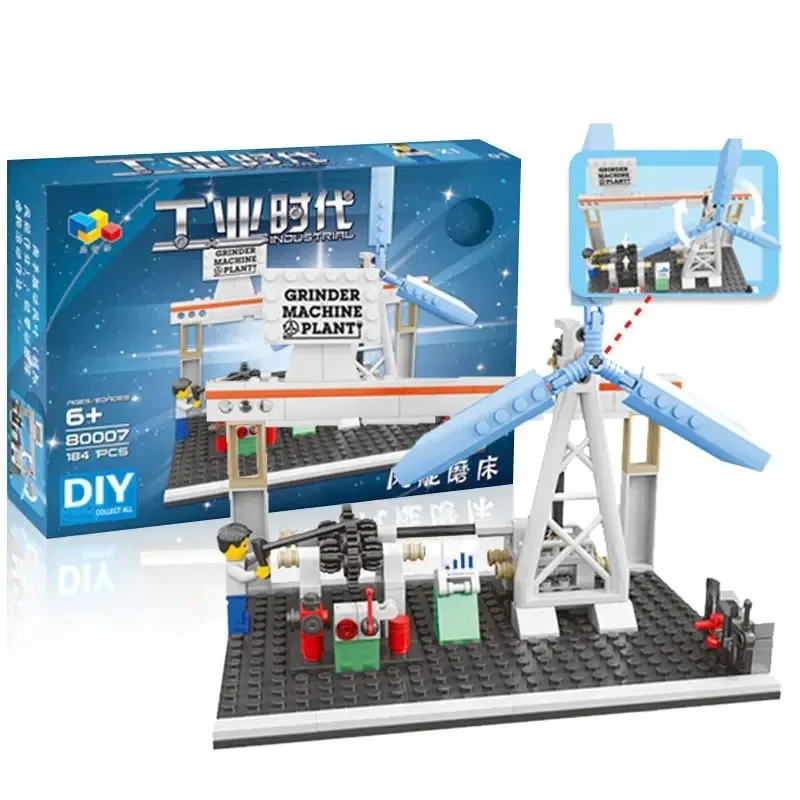 4in1 Creative Industrial Machinery Factory Wind Power Generation Building Blocks Pipelining Production Assemble Bricks Kids Toys