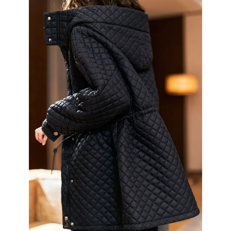 Abrigo de algodón para mujer, chaqueta de relajación, Parkas finas de temperamento, prendas de vestir de talla grande, abrigo de estilo medio,