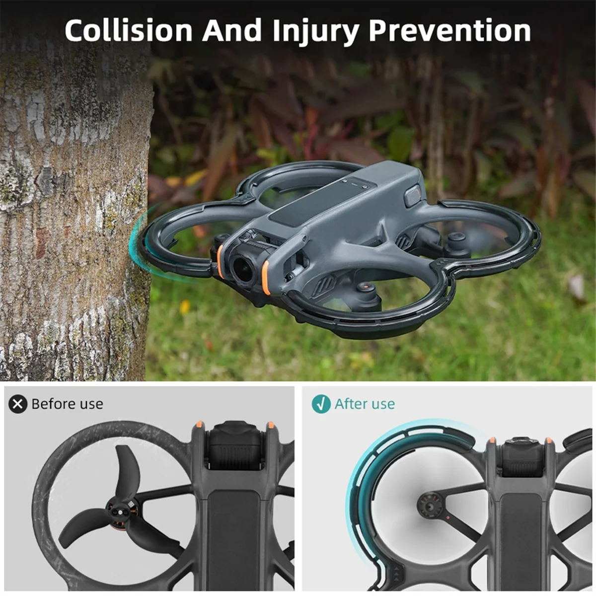 Protective Bumper for Dji Avata 2 Drone Accessories Propeller Guard Anti-Collision Impact Protectors Prop Bumper BlackJAS