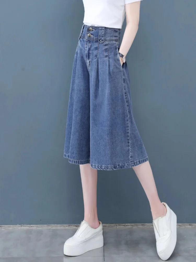 شورت جينز نسائي عالي الخصر للصيف، رقيق وجديد، فضفاض بأرجل واسعة، قصة مستقيمة، ستة عشر قطعة، بألوان غامقة وفاتحة #5