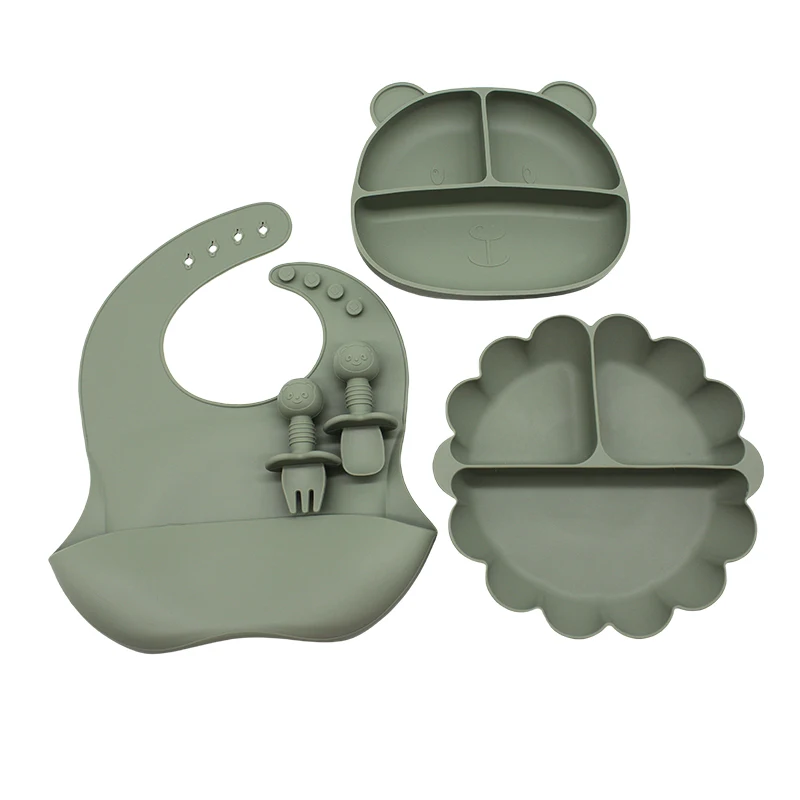 Baby eating training tableware shape simple with suction cups soft silicone easy to clean baby children tableware set