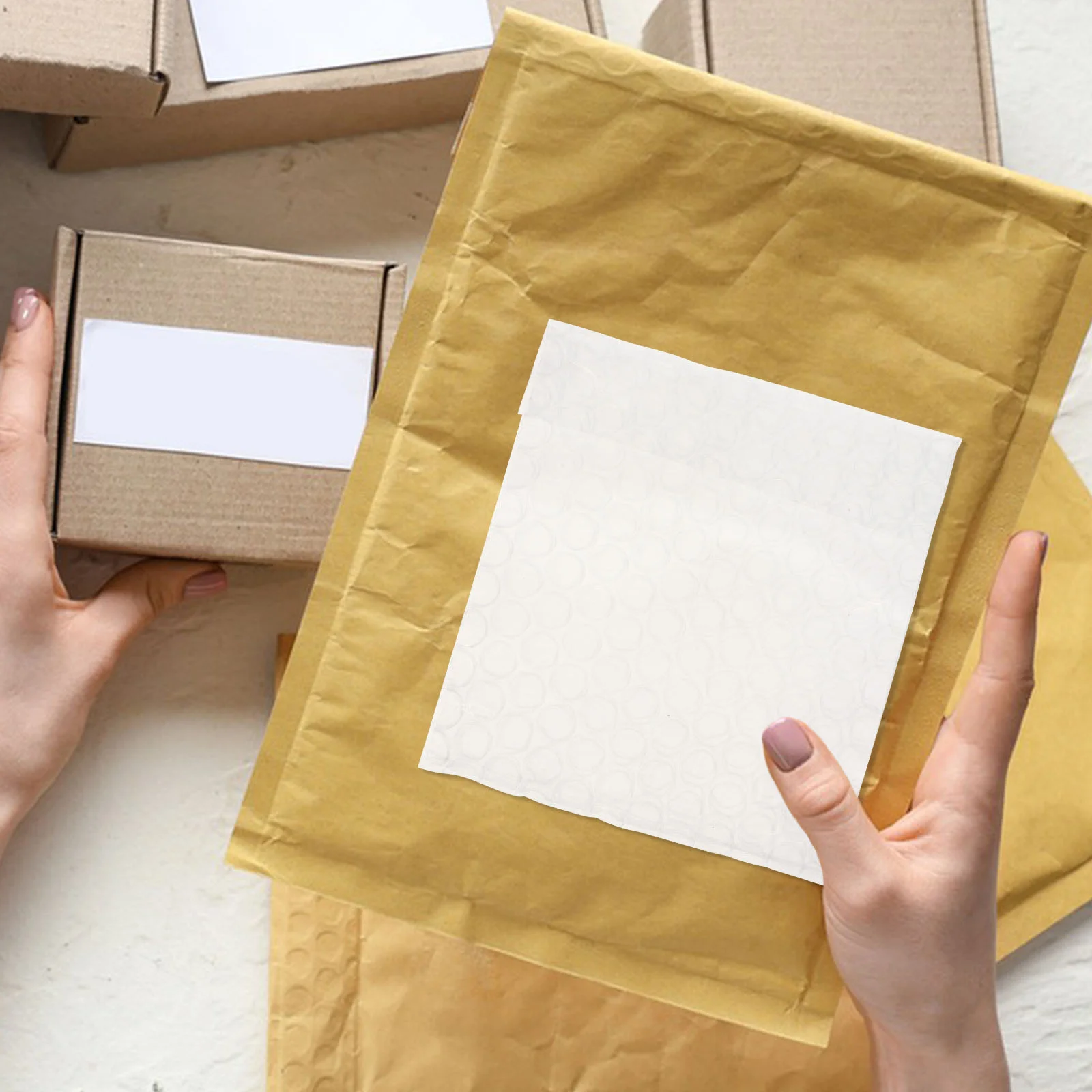 Saco de bolhas 50 peças, suprimentos para pequenas empresas, envelopes de plástico de dupla camada ou embalagem para