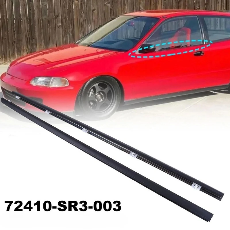 

2Pcs/set Car Door Window Weatherstrip Waterproof Rubber Sealing Strip for Honda Civic 1991-1995 72410‑SR3‑003 Molding Trim