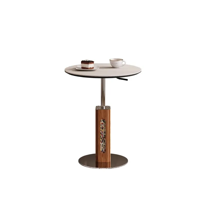 

Medieval style sofa side few French high-end living room small round table cave stone coffee table corner few