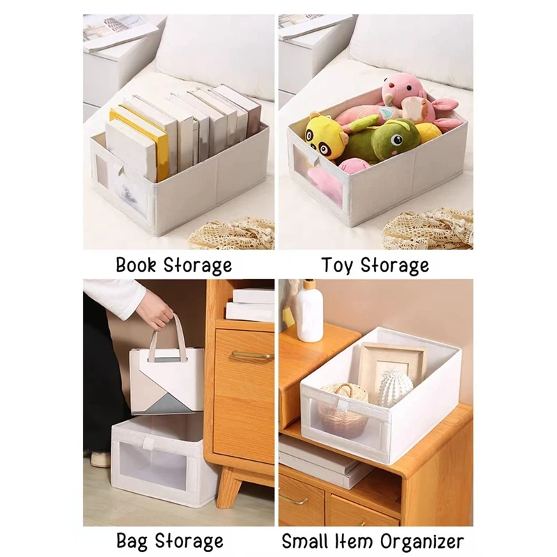 4 Pack Storage Bins, Storage Containers For Organizing Clothing, Jeans,Closet - Closet Organizers And Storage Grey Easy To Use