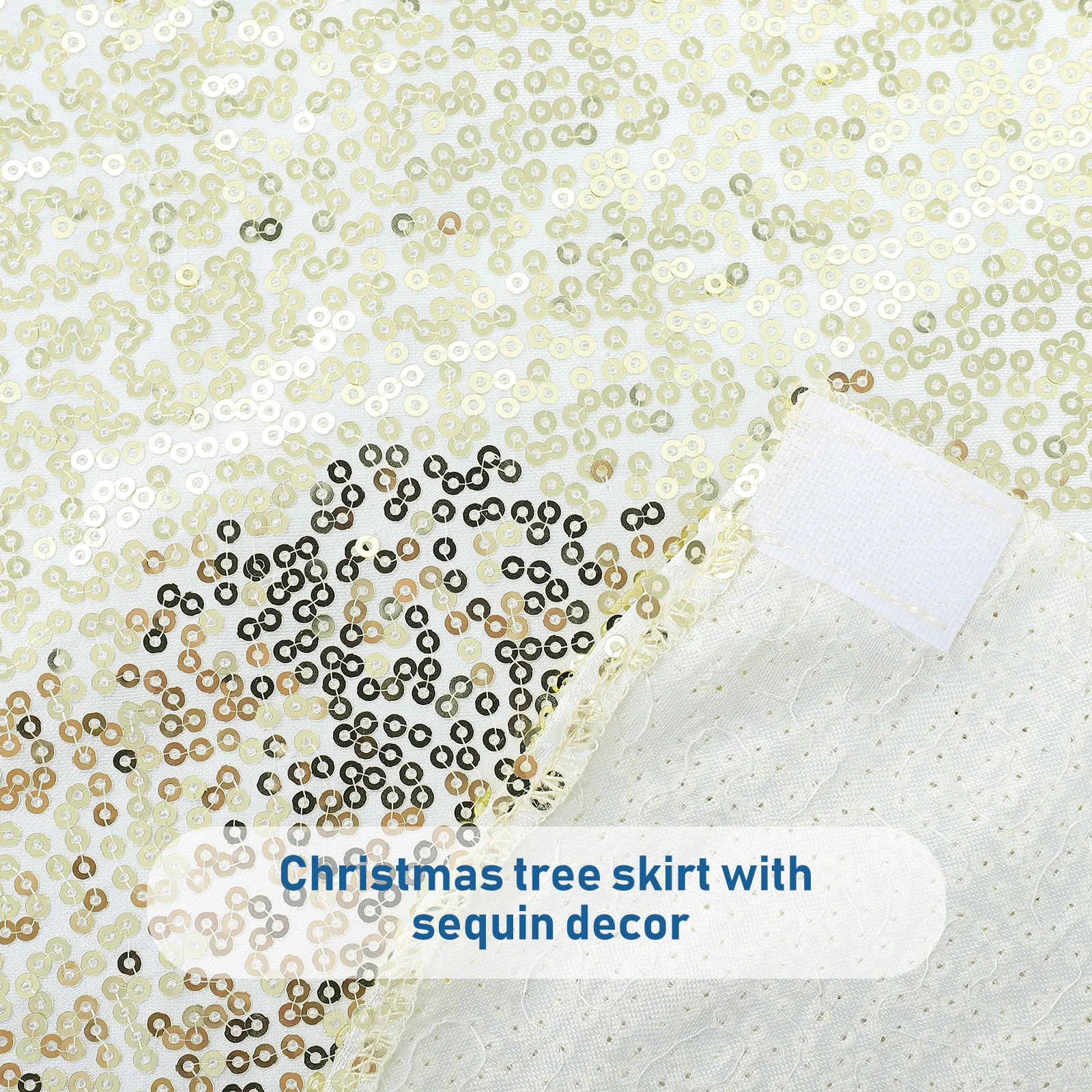 

Black 91cm Tree Skirt Sequin Decor Burlap Adornment Decorative Tree Cushion Cushion Mat Xmas Party Home Store Hotel