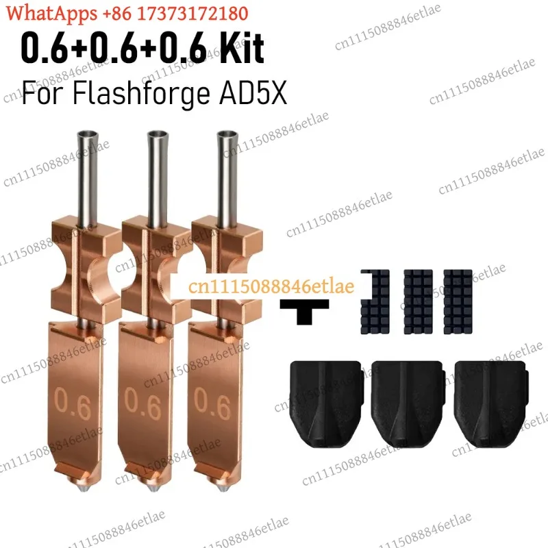 k3 Upgraded AD5X Quick Release Nozzle Kit 0.25/0.4/0.6mm for Flashforge AD5X Hotend w/ Brush & Silicone Cover
