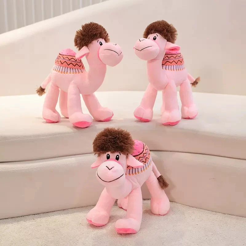 Pink One-humped Camel Desert Ship Dromedary Plush Toy Stuffed Doll Cartoon Animal Dad Mom Bedtime Story Boy Girl Travel Gift