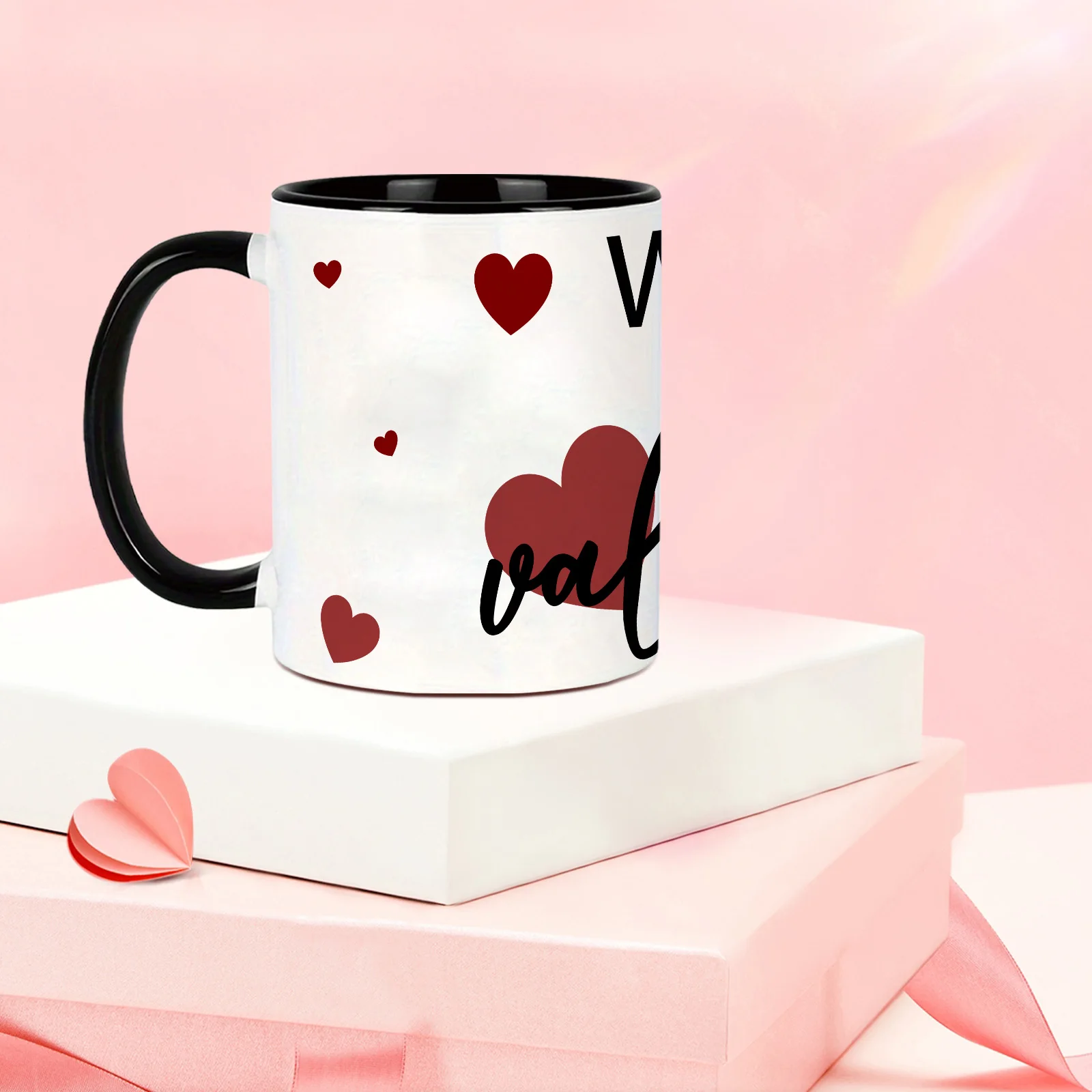 3D Print Love Heart Party Ceramic Cups  with Handle 11oz Festive Cups Valentine's Day Gift for Girlfriend Christmas Family Mugs