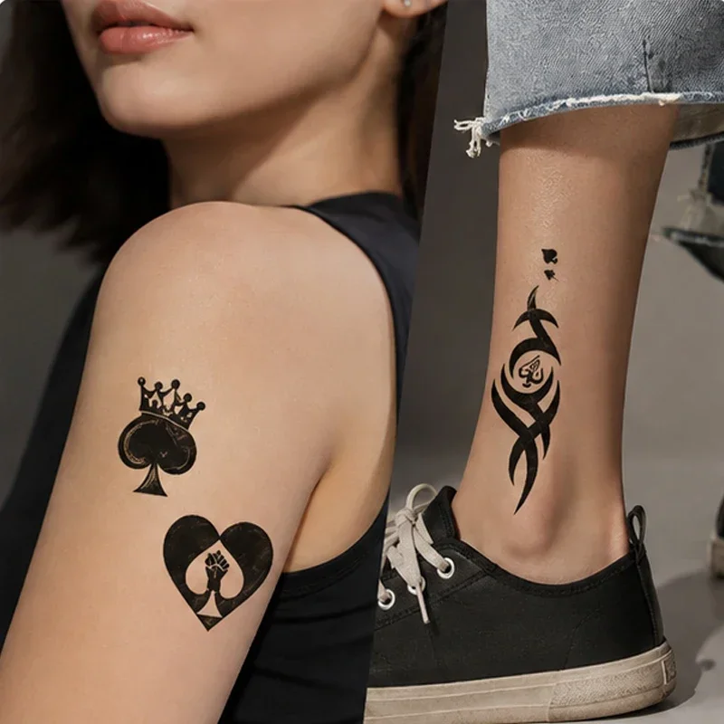 Black Spade Tribal Arm Shoulder Temporary Tattoo Sticker Waterproof Fake Tattoo Body Art for Women