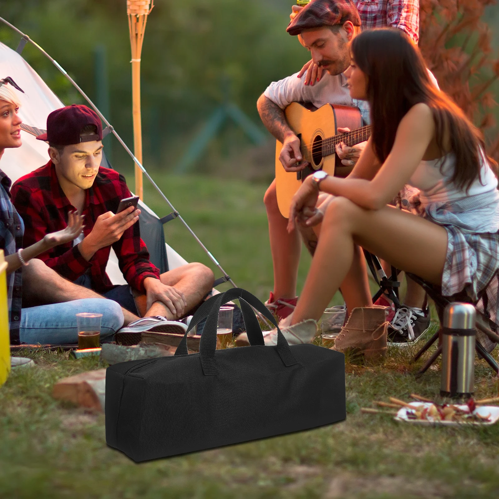 

1pc Outdoor Durable Portable Camping Picnic Bbq Utensil Outdoor Grill Tool Grill Bag Storage Tool Container Storage