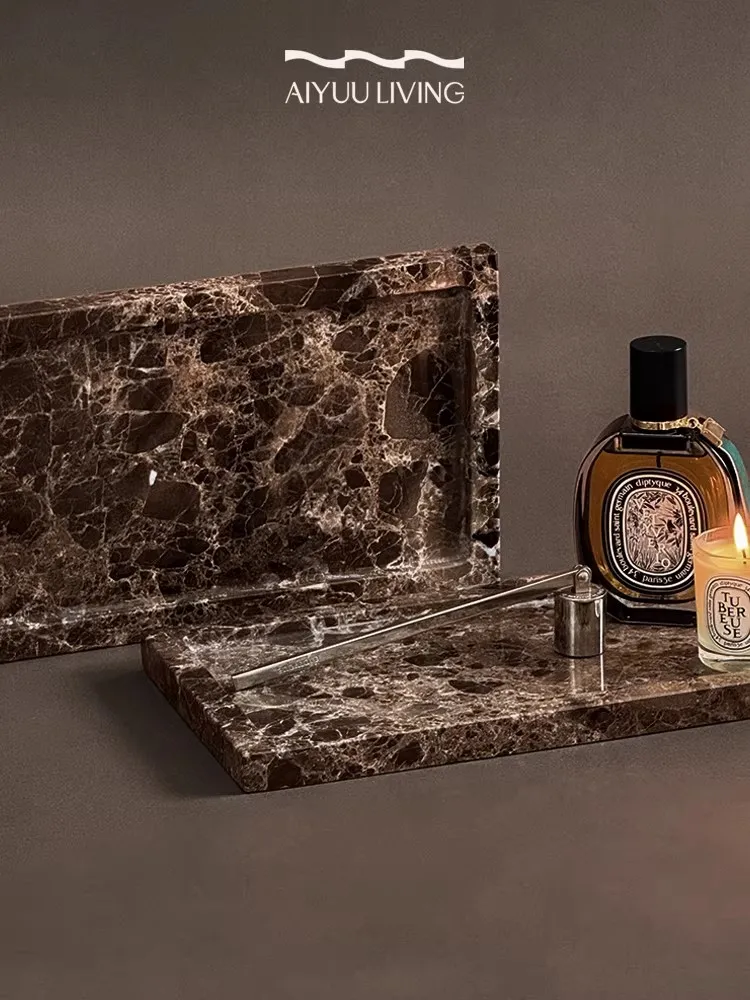 Light luxury Natural Marble Rectangle Tray  Home Furnishing Decoration Perfume Dim Sum Storage Aromatherapy The Tray ornaments