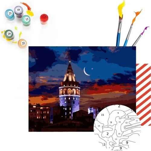 Tabdiko Painting By Numbers Hobby Set Galata Tower 40x50 cm