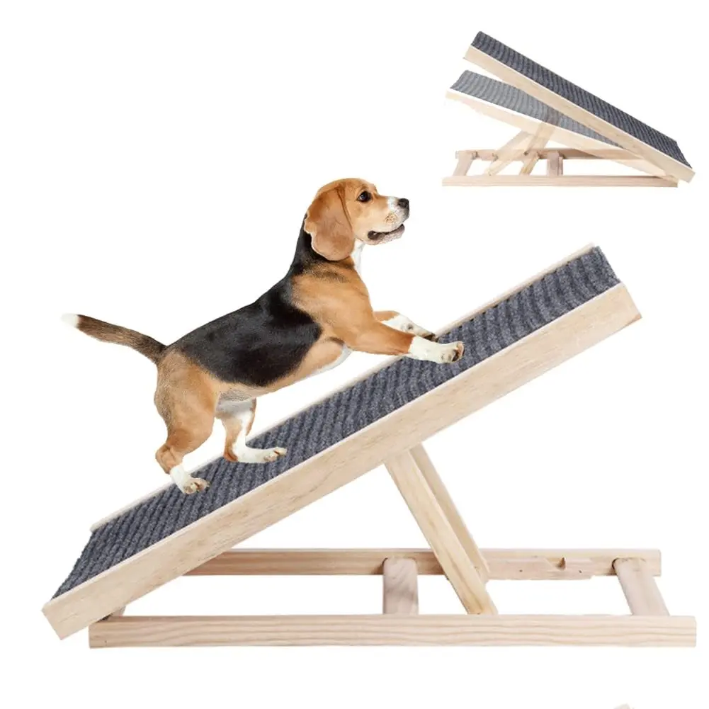 

Adjustable Dog Ramp Folding Portable Wooden Pet Ramp for Dogs and Cats Lightweight Dog Car Ramps for Bed Couch