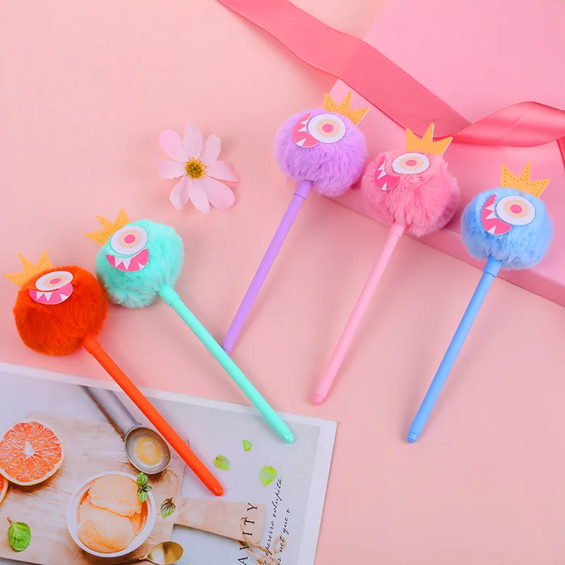 

20PCS Korean version sweet cute girl heart strange hair ball neutral pen students creative funny water ball pen