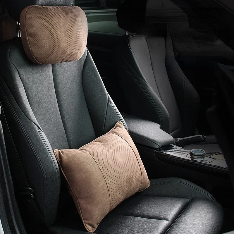 

Car Headrest Universal Neck Pillow Breathable Holes Headrest Wool Fabric Perforated Lumbar Pad Car Interior Accessories