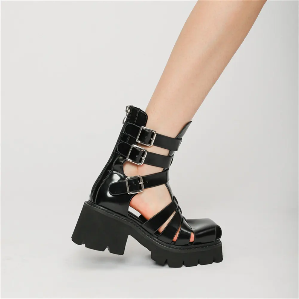 Schwarze Gladiator-Sandalen der Marke 2025 für Damen, Sommer, Freizeit, quadratischer Absatz, Plateau, große Größe 43_voghion.com