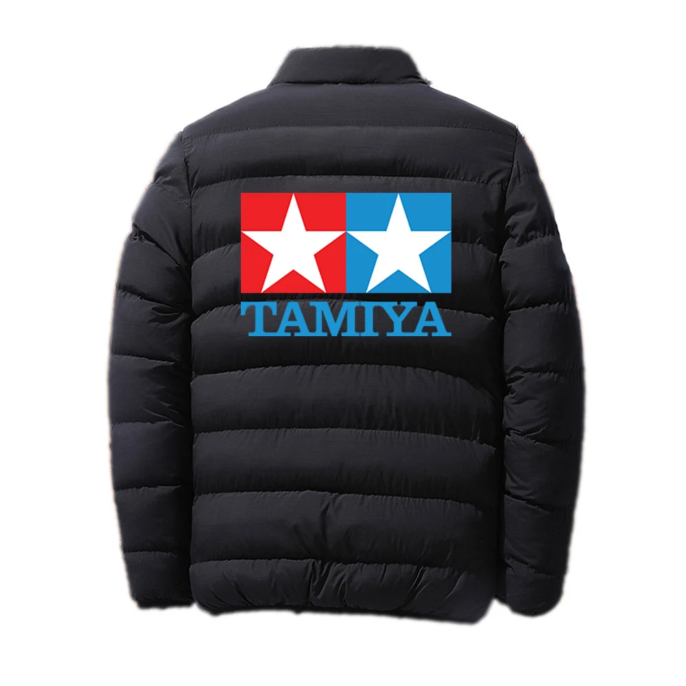 2024 Men New TAMIYA Legendary 90 Car Toy Classic Logo Autumn and Winter Stand Collar Printed Cotton-padded Jacket Warm Coat Tops