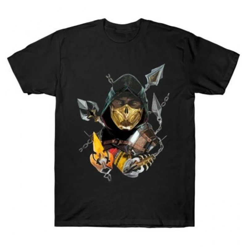 Scorpion 90's Video game Mortal Kombat Gift tee for gamer 100% cotton Men's Short Sleeve Graphic T-Shirt All size tops S-6XL