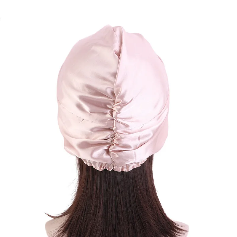 Non-slip Elastic Satin Silkly Bonnet Sleep Cap for Woman Girl Curly Long Hair Ladies Nightcap Beanies Hat Female Turbans