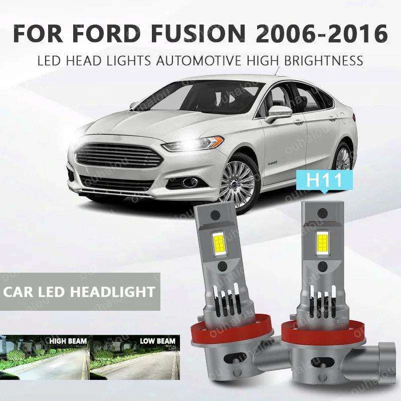 

2 шт. CANbus для Ford Fusion 2006-2012 2013 2014 2015 2016 светодиодные фары H11 дальний ближний свет 12 В лампы 20000LM белый