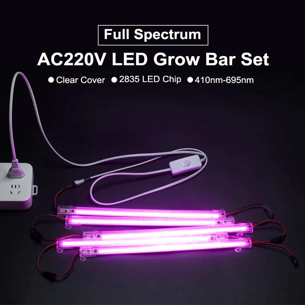 LED Grow Light 220V Full Spectrum LED Bar Lamp for Plants High Luminous Efficiency Phytolamps for Seedlings Greenhouse Grow Tent