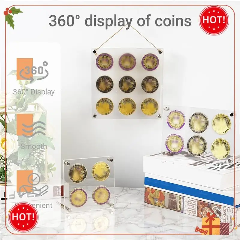 ABLE-Challenge-Coins أكريليك شفاف مختوم عرض مقاوم للغبار إطارات عرض قابلة للجمع لهواة جمع العملات المعدنية قدامى المحاربين القدامى