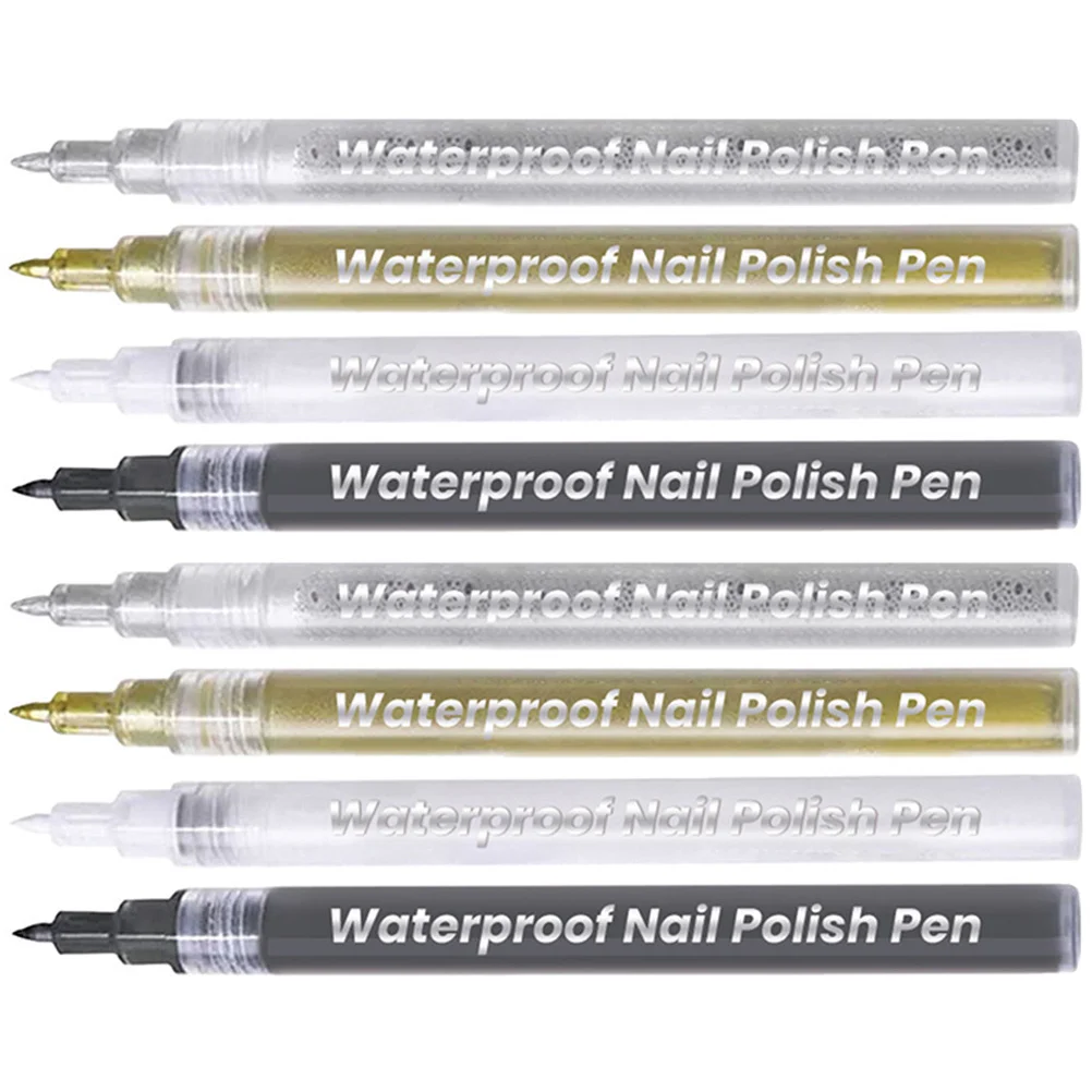 8 stuks nagellakpennen, gemakkelijk vast te houden, soepele toepassing voor salon, thuis, nagel, acrylverfpennen, verfpen