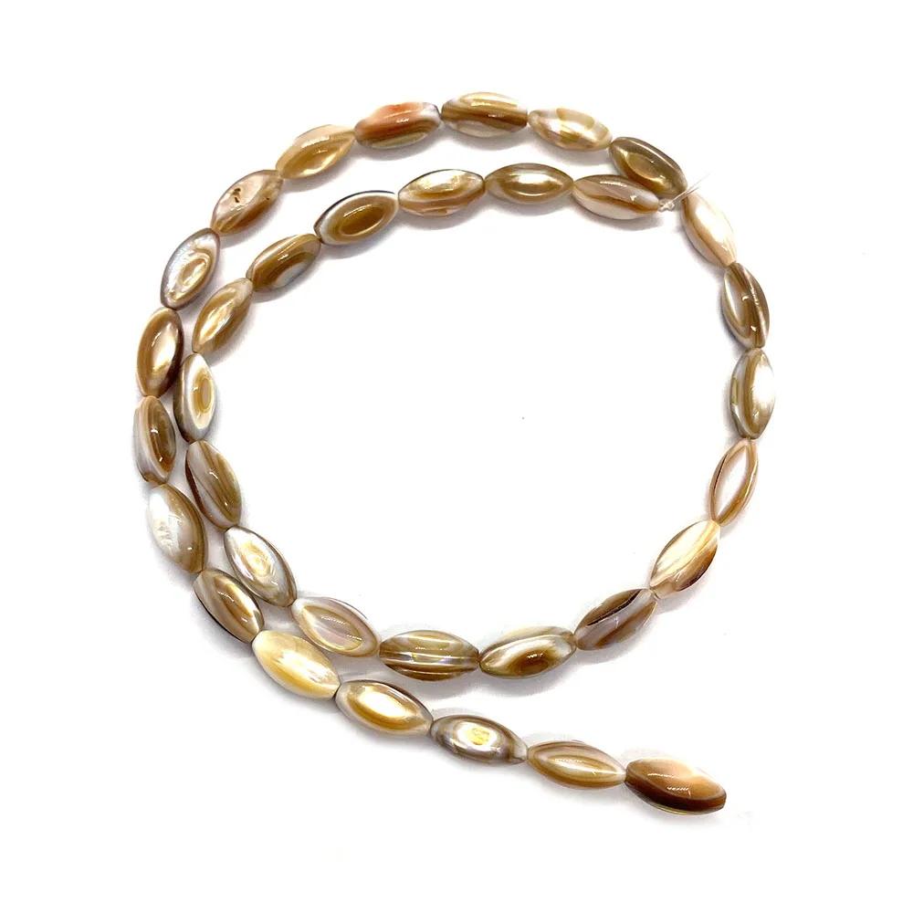 

Natural Seawater Shell Beads Carved Rice Shape Straight Hole Loose Bead Handmade Fashion Necklace Bracelet Accessory 1strand