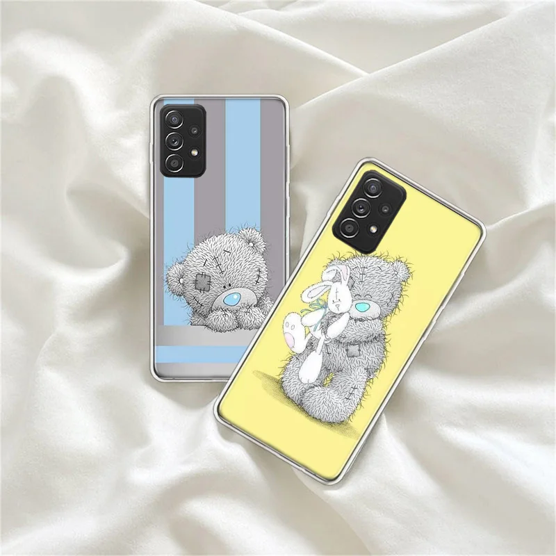 Lovely Teddy Bear Phone Case For Galaxy A12 A22 A32 A42 A52 A52S A72 Samsung A73 A53 A33 A23 A13 A9 A8 A7 A6 Plus Cover Soft TPU