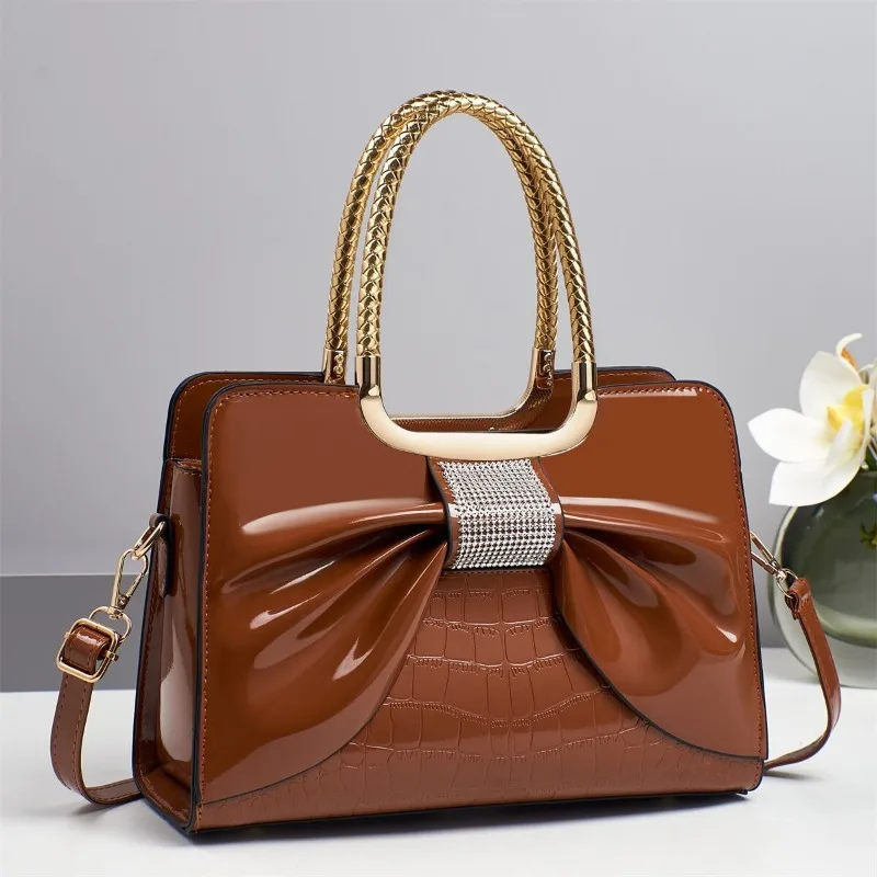 Bolsas femininas vintage bolsas de ombro para senhoras commute totes sac bolsa feminina designer de luxo bolsas de couro brilhante