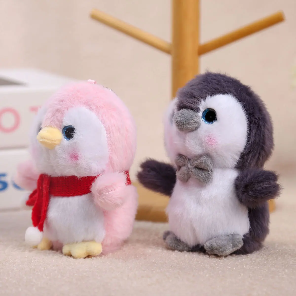 الكرتون أنيمي أفخم دمية قلادة البطريق المفاتيح لطيف محاكاة لينة أفخم محشوة الحيوان على ظهره الديكور لطيف هدية