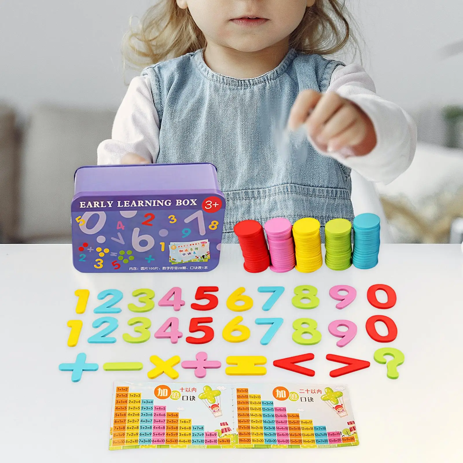 Math Learning Puzzle Toy Wooden Learning Counters Chip for Games Classroom