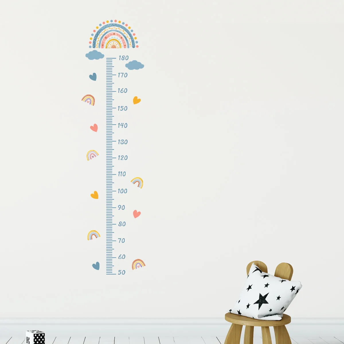 Rainbow Kids Growth Chart Wall Stickers Measure Height Record Ruler Baby Growth Chart Decals Bedroom Nursery Decoration Murals