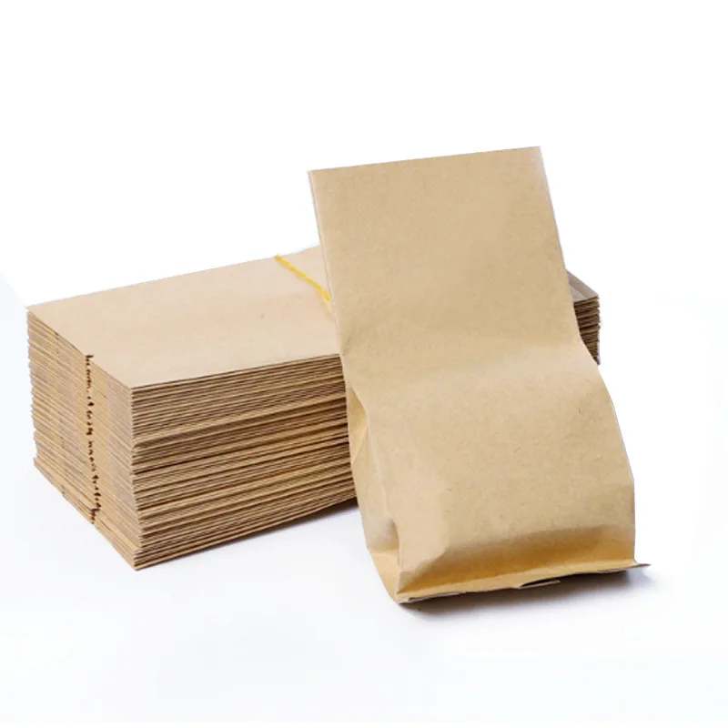 5.5x12cm Heat Sealable Side Gusset Tea Coffee Open Top Storage Bag Aluminum Foil Inner Kraft Paper Tea Packaging Bags 100pcs