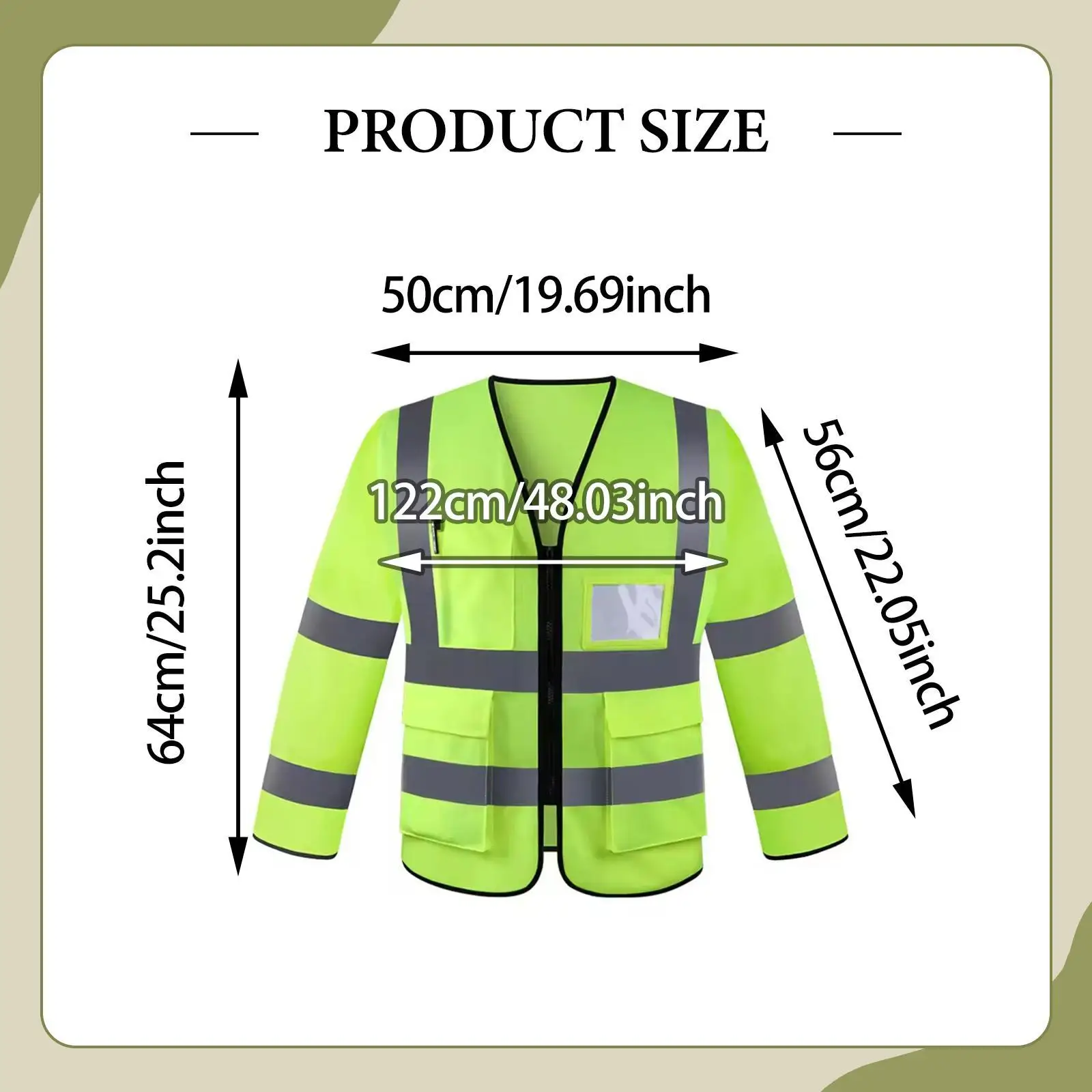 سترة عاكسة للضوء بأكمام طويلة سترة عالية الوضوح جيوب متعددة لـ