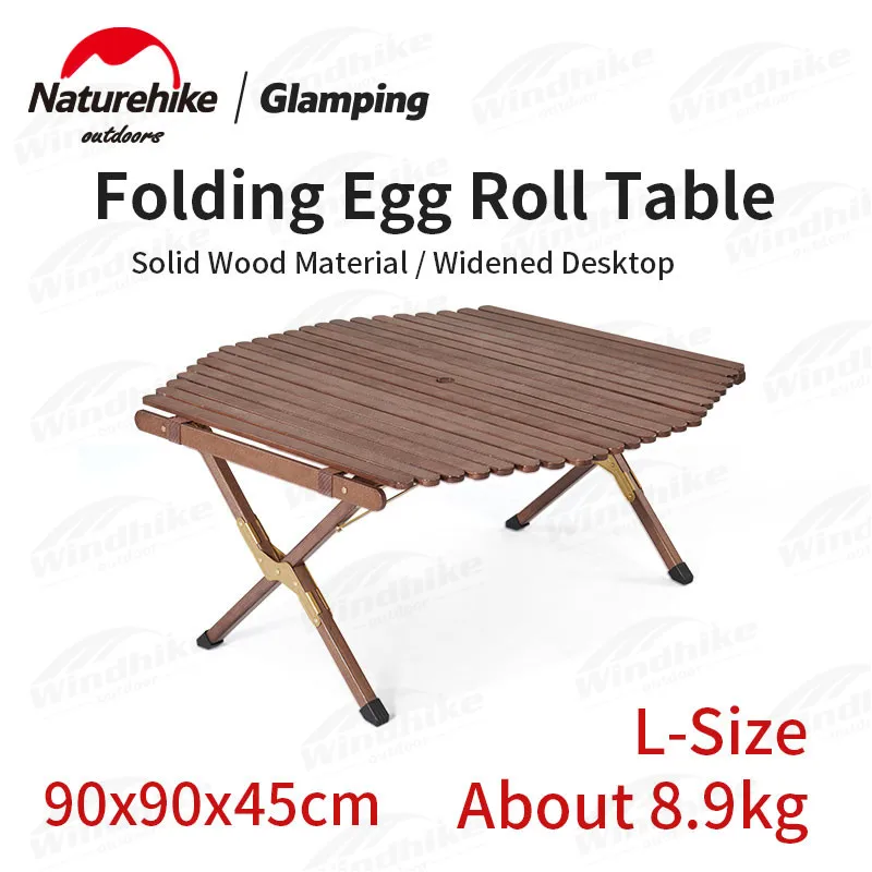 Naturehike Outdoor Foldable Egg Roll Table Widened Desktop Camping Family Picnic Beech Table Portable 4.7kg Travel Furniture