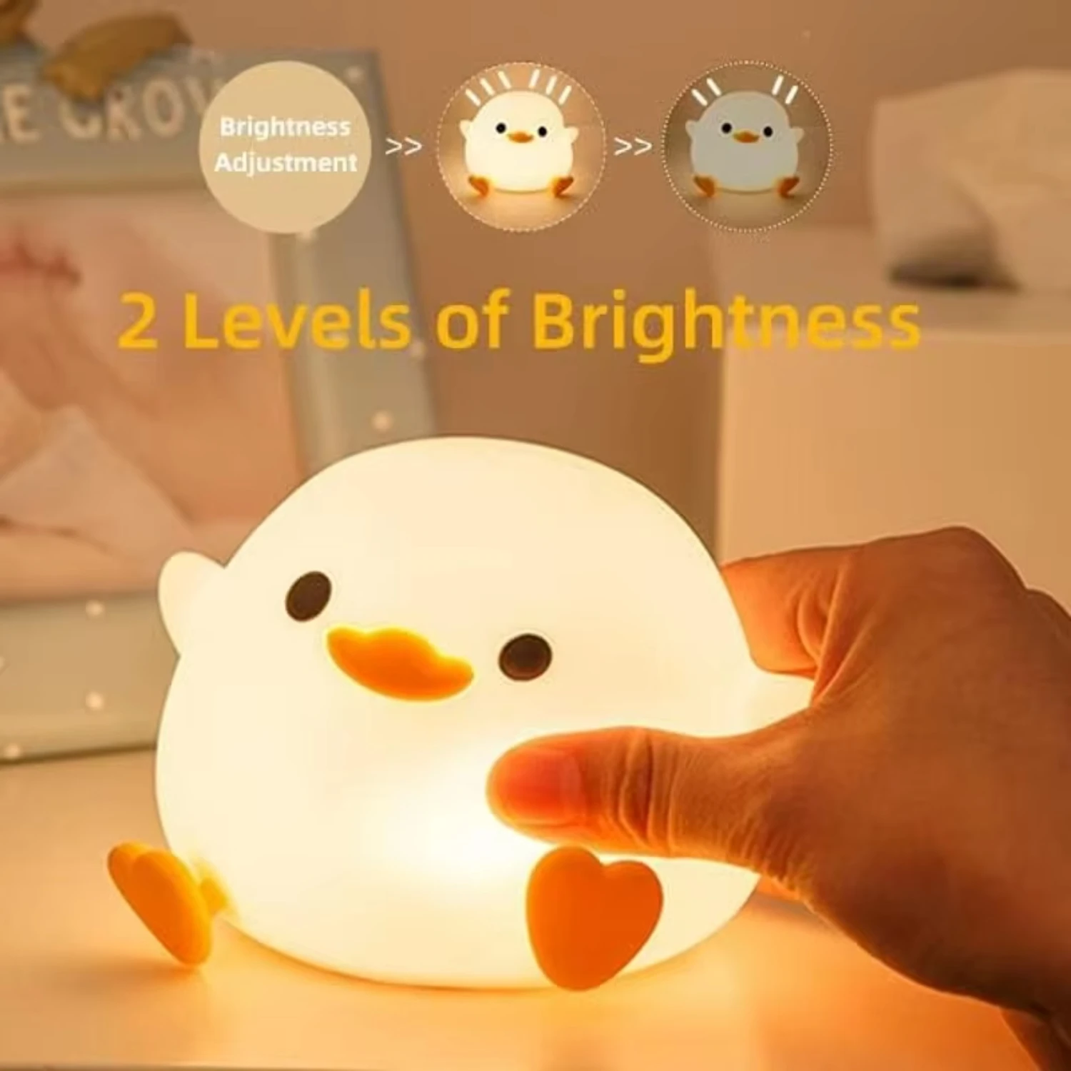 DoDo Duck Night Light Cute Duck Silicone Dimmable Nursery Nightlight Rechargeable  Bedside Lamp Baby Bedrooms Living Room