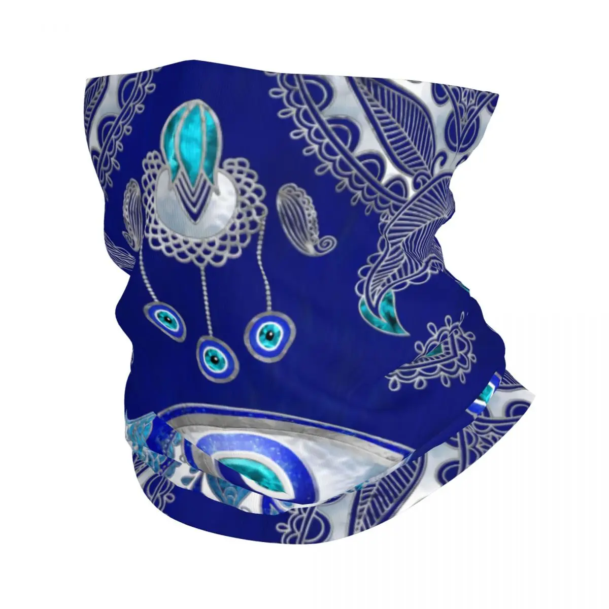 Custom Hamsa Hand Evil Eye Amulet Ornament Bandana Winter Neck Warmer Women Windproof Wrap Face Scarf for Ski Gaiter Headband