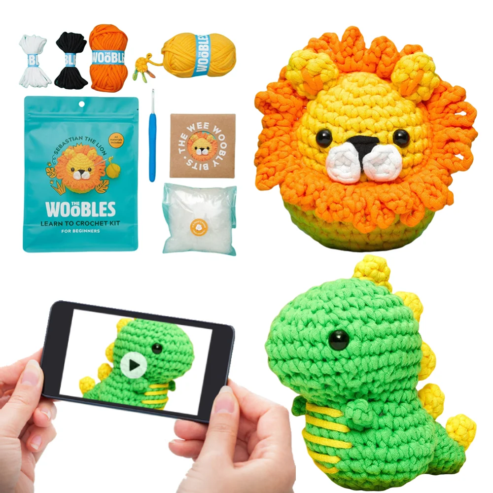 Multifunction Crochet Stuffed Animal Kit with Step-by-Step Video Handmade DIY Crochet Kit Non-Finished Product Beginner Yarn Set