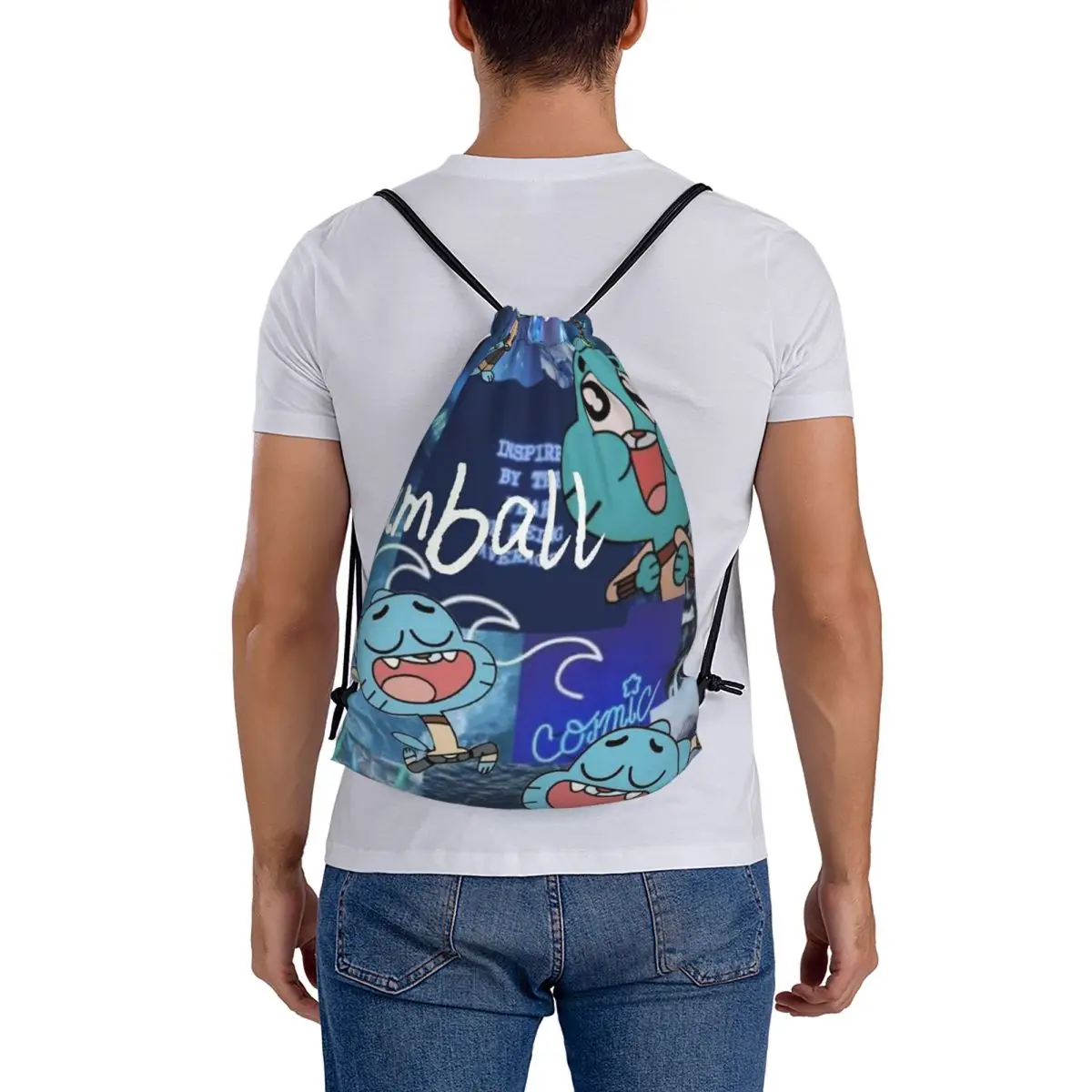 Gumball Watterson The Amazing World Of Gumball Anime Backpacks Multi-function Drawstring Bundle Pocket Sports Bag