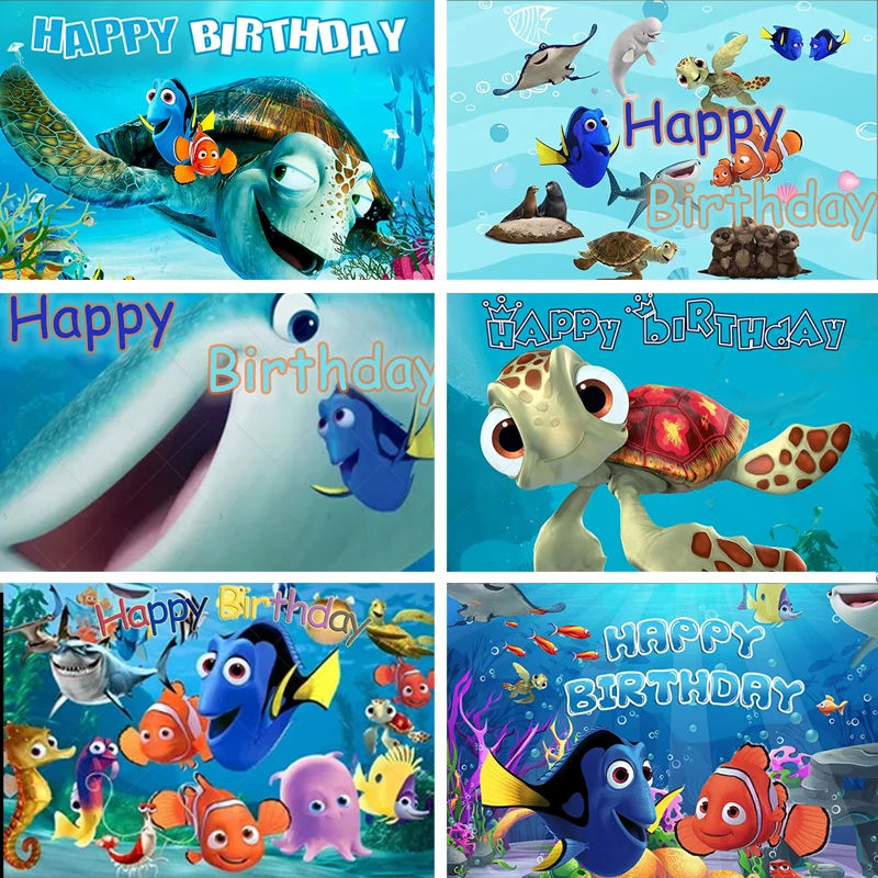 

Disney Cartoon Findet Nemo Kid Birthday PartyDecoration Background Cloth Booth Props Photo Banner Supplies Baby Shower Boy Gift