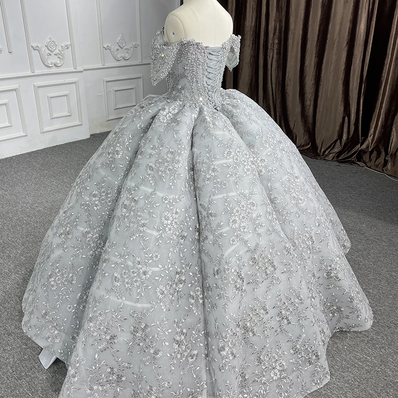 Vestido de baile de quinceañera para mujer, traje Formal de alta calidad con apliques de hombros descubiertos y cuentas para fiesta de noche, DY6542, novedad