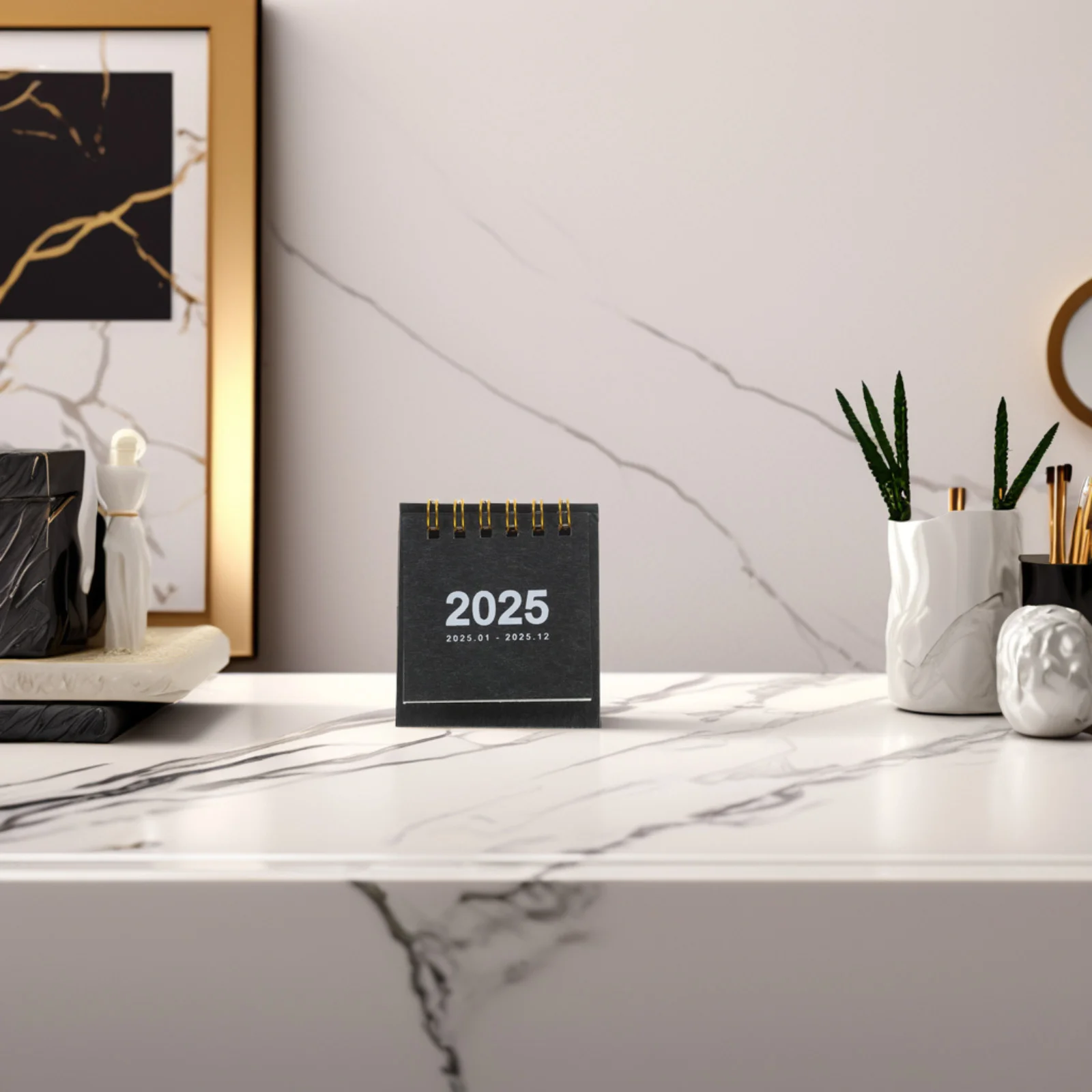 Mini Desktop Calendar 2025 Small Standing Flip Desk Calendar For Office Home School Firm Paper Spiral Binding Compact Design