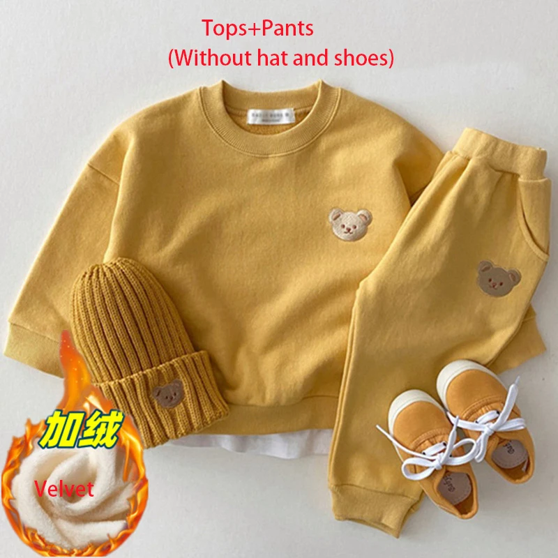 Fashion Toddler Baby Boys Girl Fall Clothes Sets Baby Girl Clothing Set Kids Sports Bear Sweatshirt Pants 2Pcs Suits Outfits