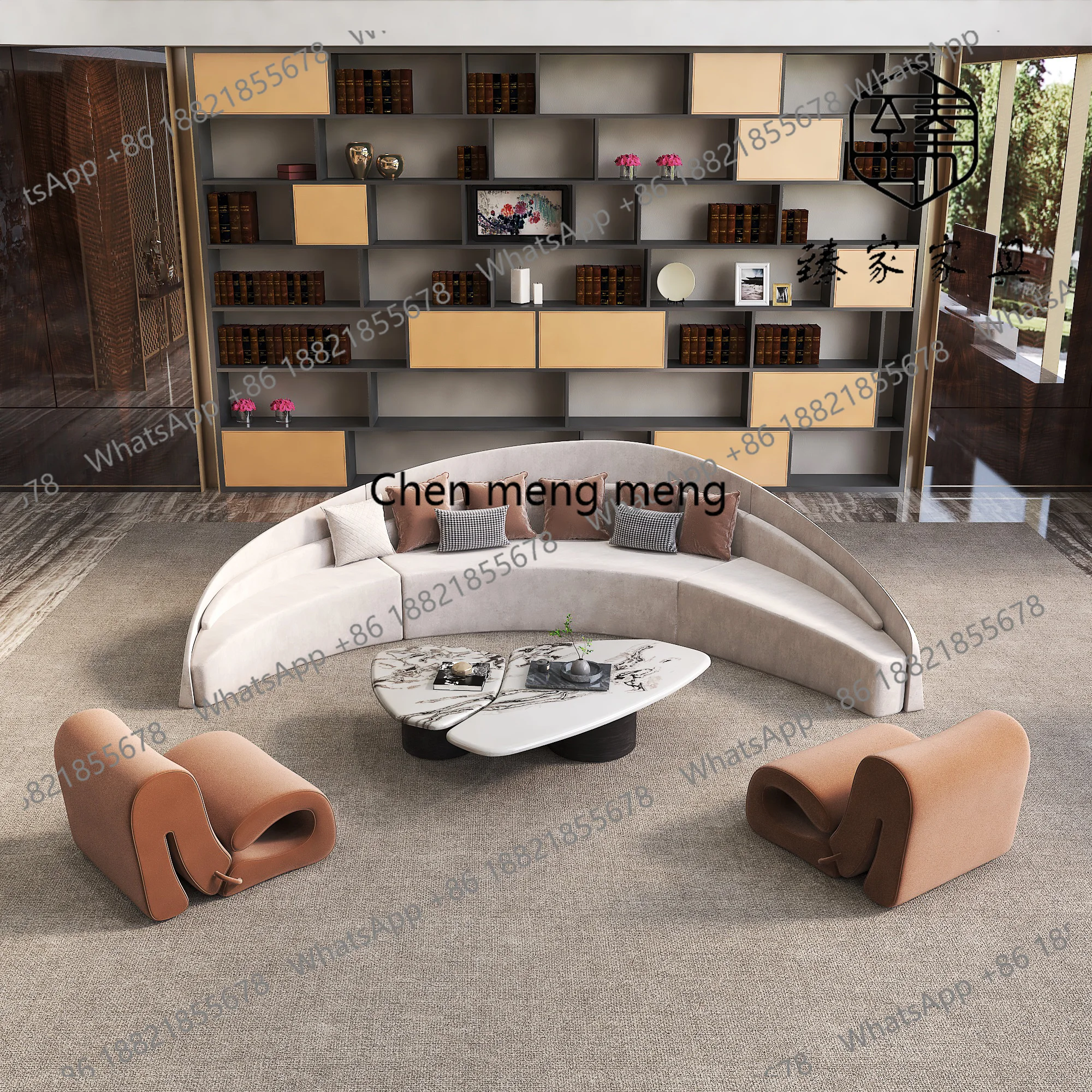 Style Hotel Homestay Lobby Reception Sofa Beauty Salon Club Rest Negotiation Curved Sofa Office Customized Furniture