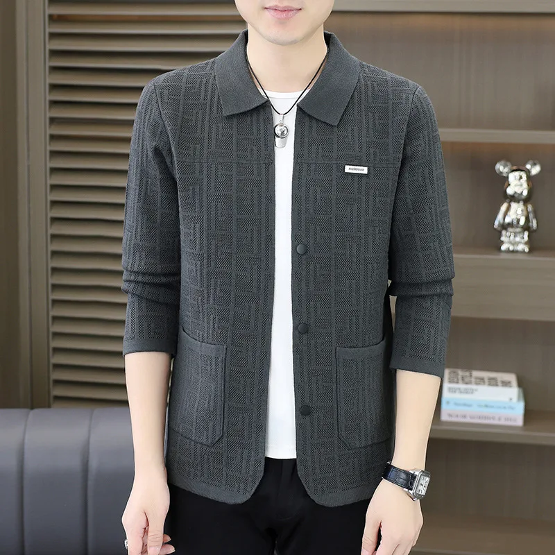 سترة متماسكة فاخرة راقية ، سترة صوفية للرجال لخريف وشتاء 2025 بتصميم جديد ، سترة صوفية للرجال #3