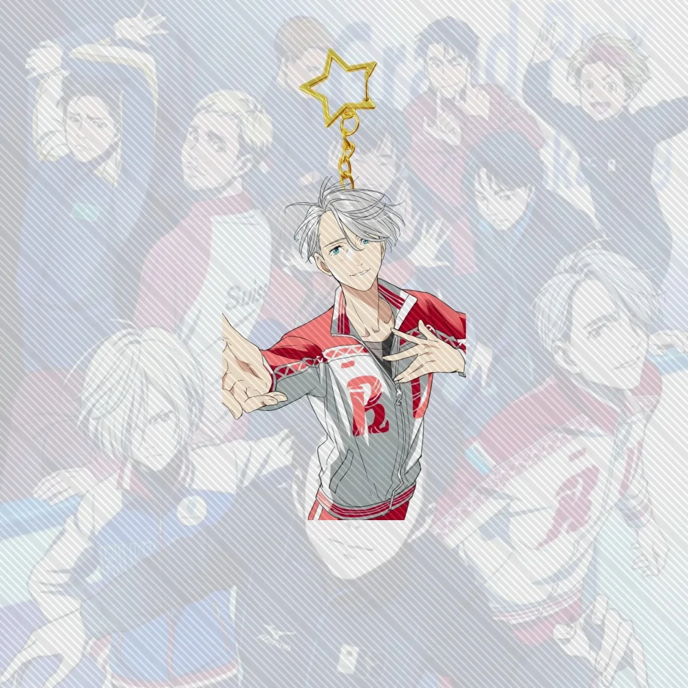 6CM Anime Yuri on Ice Acrylic Cute Keychain Model Cosplay Charm Characters Ornament Accessories Goods Collection Christmas Gifts view 3